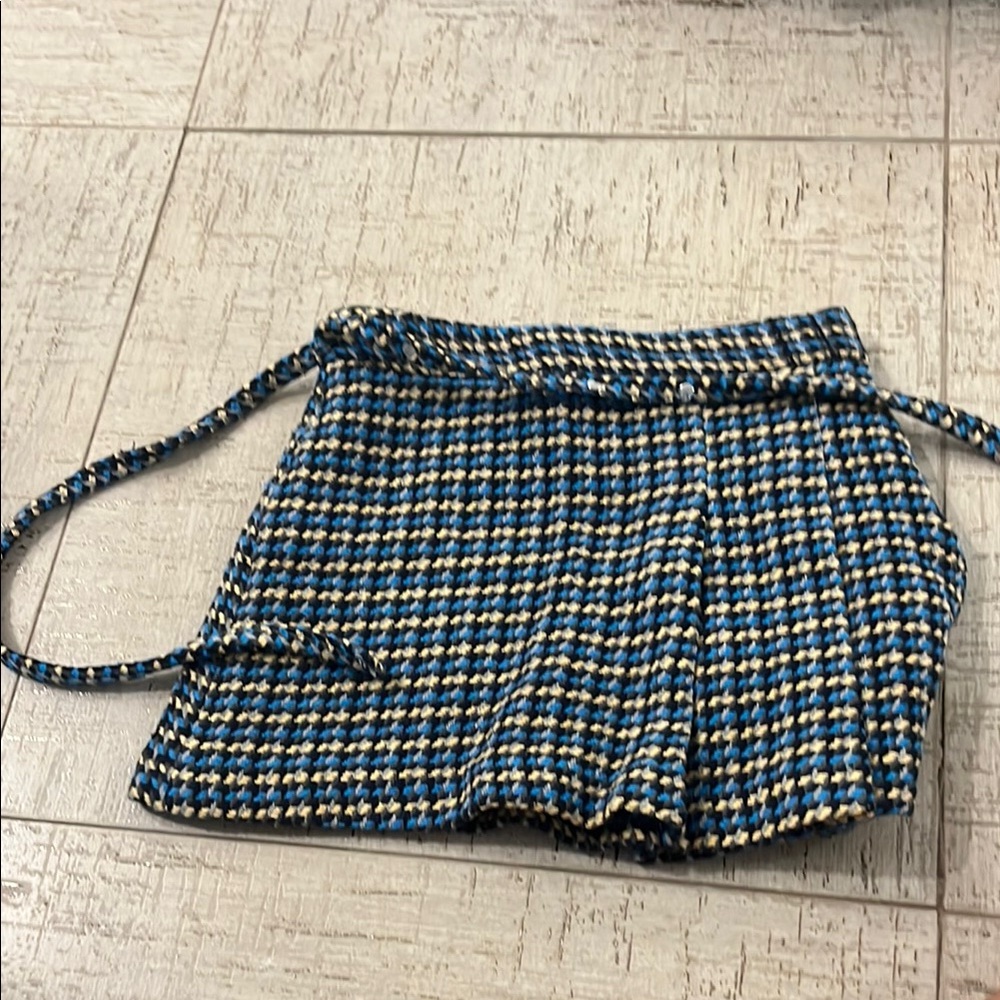 Zara Blue and White Geometric Skirt